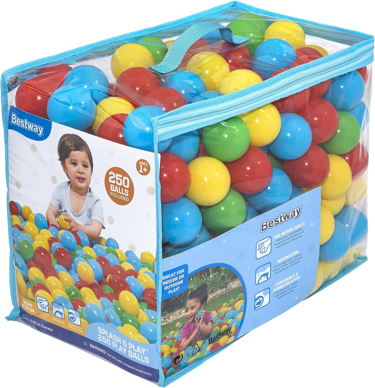 Bestway Splash & Play 250 Ball Pit Balls. Multi-Color. 2.3 Balls. Ages 1+ | Heavy-Duty Plastic Play Balls. Use With or Without Water. Puncture-Resistant Material. Motor Skill Development. Airtight Seam - Image 4