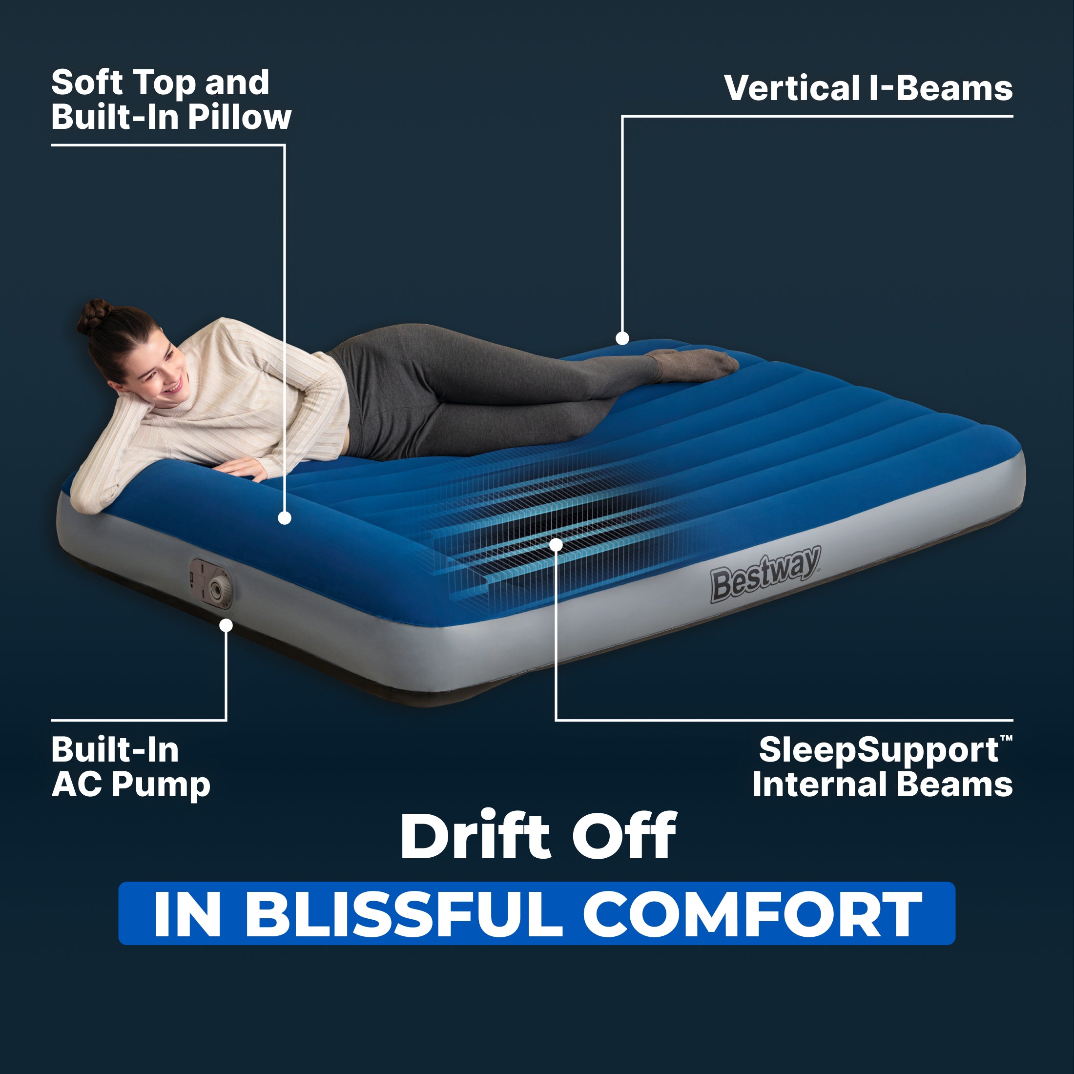 Bestway SleepSupport Air Mattress Full 12 with Built-in AC Pump - Image 7