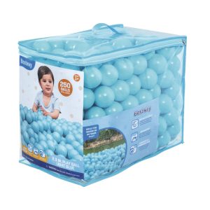 Bestway Jumbo 2.3 Light Blue Ball Pit Balls for Toddlers (250 Pack). BPA Free Crush Proof Plastic. Reusable Zipper Storage Bag