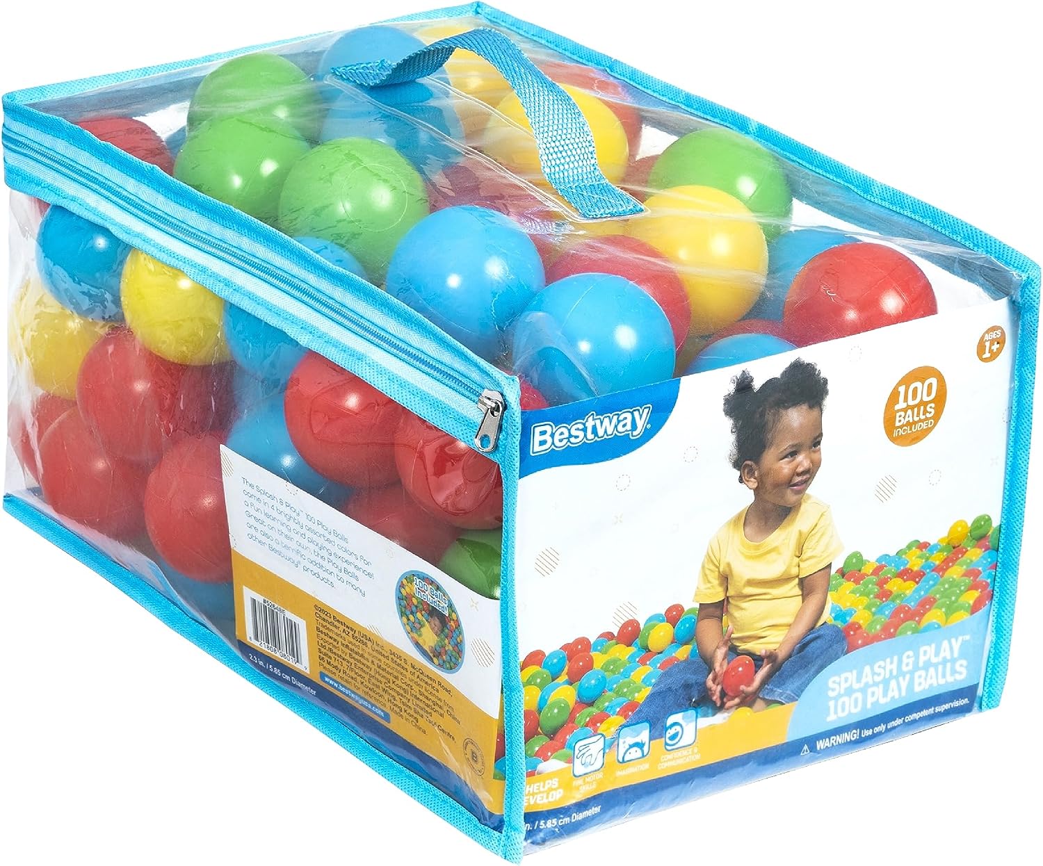 Bestway Splash & Play 100 Ball Pit Balls. Multi-Color. 2.3 Balls. Ages 1+ | Heavy-Duty Plastic Play Balls. Use With or Without Water. Puncture-Resistant Material. Motor Skill Development. Airtight Seam - Image 7