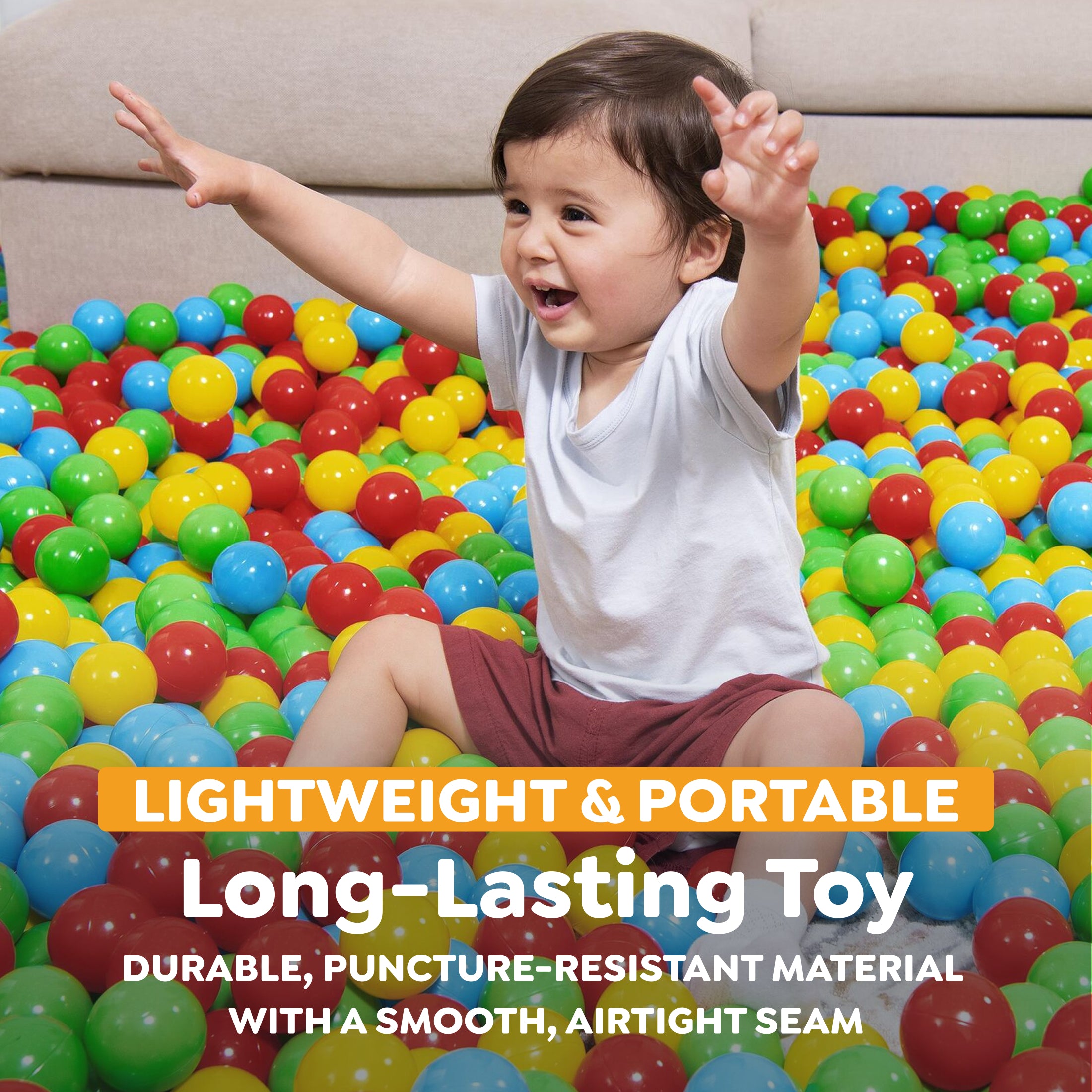 Bestway Splash & Play 250 Ball Pit Balls. Multi-Color. 2.3 Balls. Ages 1+ | Heavy-Duty Plastic Play Balls. Use With or Without Water. Puncture-Resistant Material. Motor Skill Development. Airtight Seam - Image 3