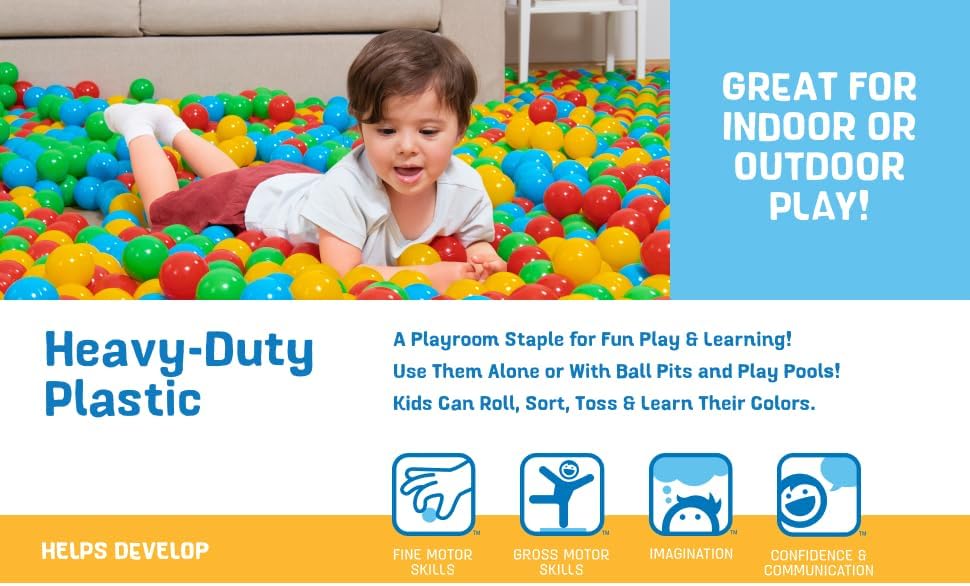 Bestway Splash & Play 100 Ball Pit Balls. Multi-Color. 2.3 Balls. Ages 1+ | Heavy-Duty Plastic Play Balls. Use With or Without Water. Puncture-Resistant Material. Motor Skill Development. Airtight Seam - Image 3