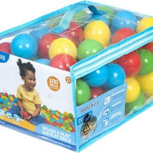 Bestway Splash & Play 100 Ball Pit Balls. Multi-Color. 2.3 Balls. Ages 1+ | Heavy-Duty Plastic Play Balls. Use With or Without Water. Puncture-Resistant Material. Motor Skill Development. Airtight Seam