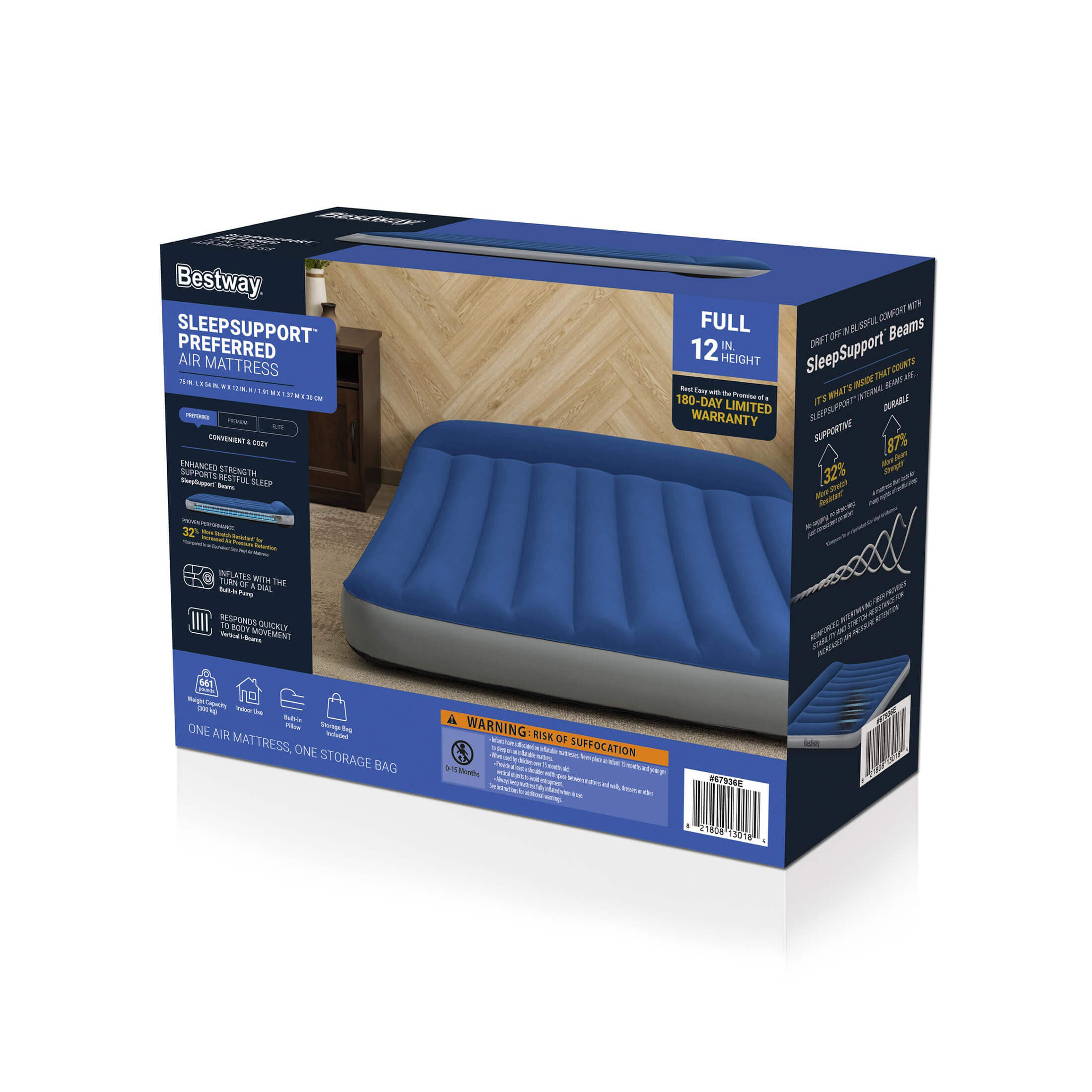 Bestway SleepSupport Air Mattress Full 12 with Built-in AC Pump - Image 8